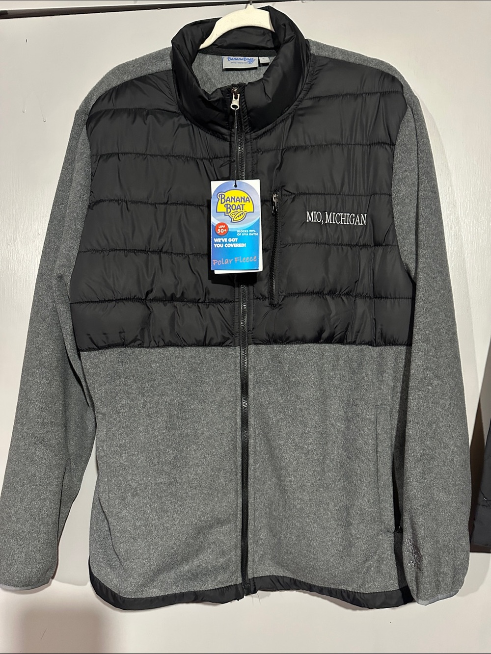 Banana Boat Men's Black & Gray Quilted Polar Fleece Jacket
